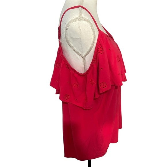 Hot Pink Off-the-Shoulder Ruffle Top with adjustable straps size 1 (14-16) EUC - Picture 5 of 10